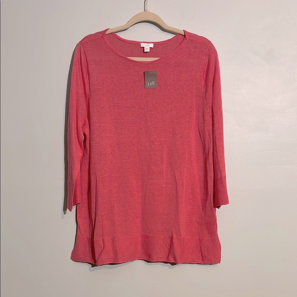 J. Jill Pink Linen Cotton Blend Shirt Sweater Women’s Size Large Summer Beachy